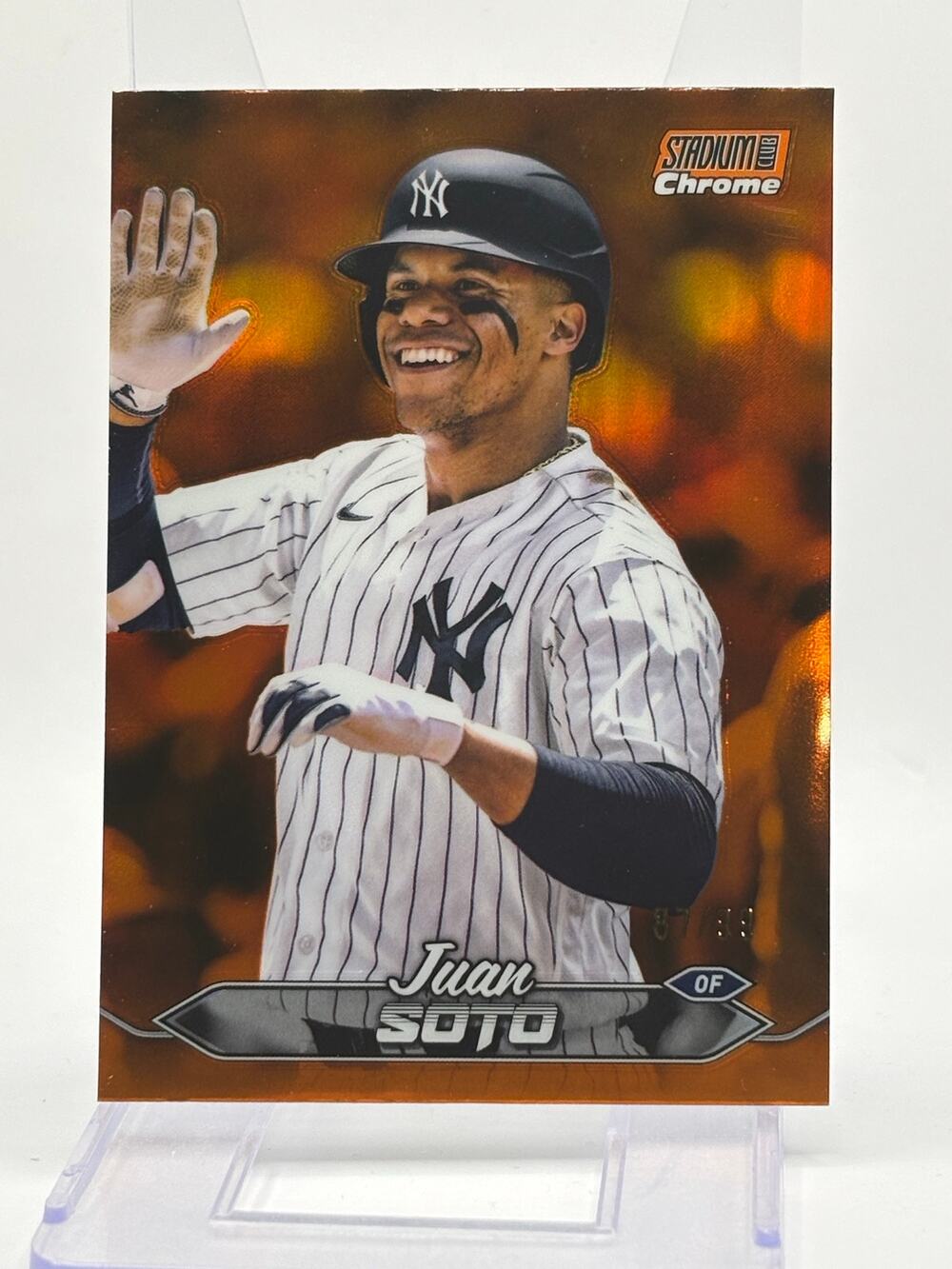 2024 Topps Stadium Club Chrome Juan Soto Orange Refractor 87/99 SP Mets Yankees